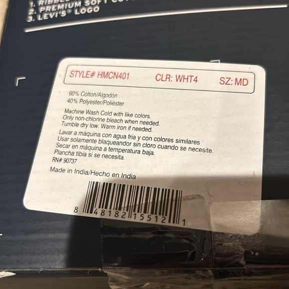 Levis 4pck Crew Neck Premium Cotton Tshirts sz M - Picture 3 of 4